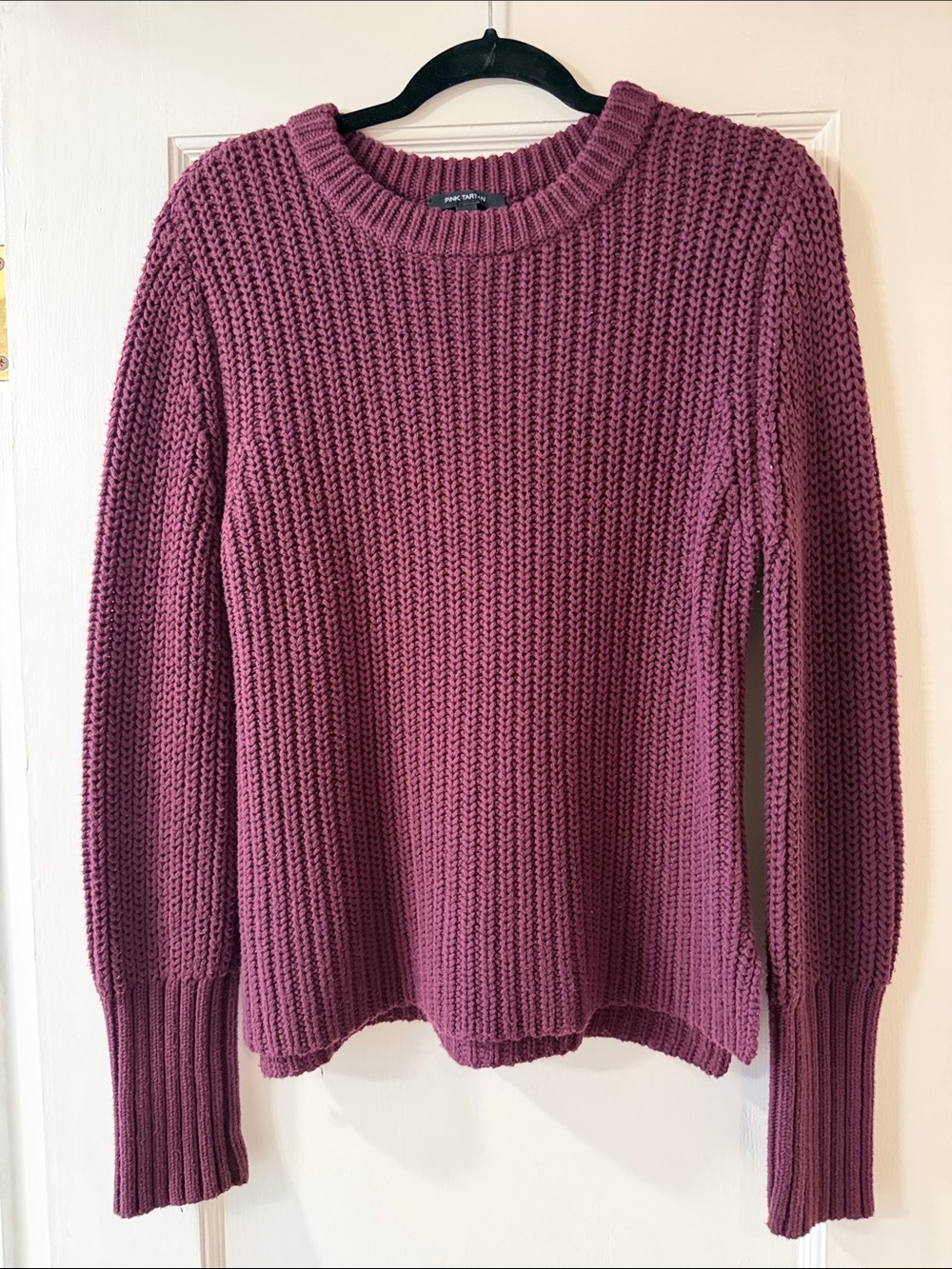 Cozy Knit Crewneck Sweater -  Burgundy